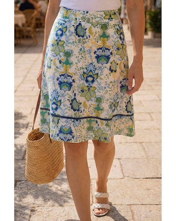 Roman Tile Print A-Line Skirt