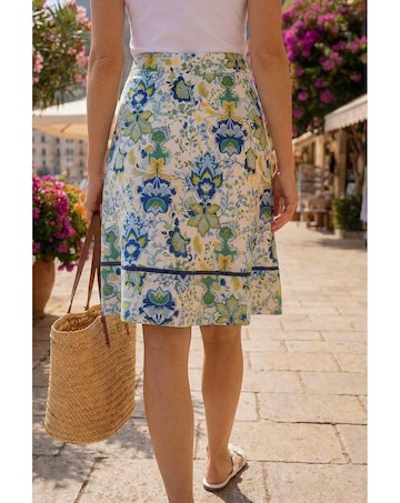 Roman Tile Print A-Line Skirt