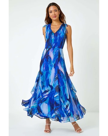 Roman Sleeveless Abstract Maxi Dress