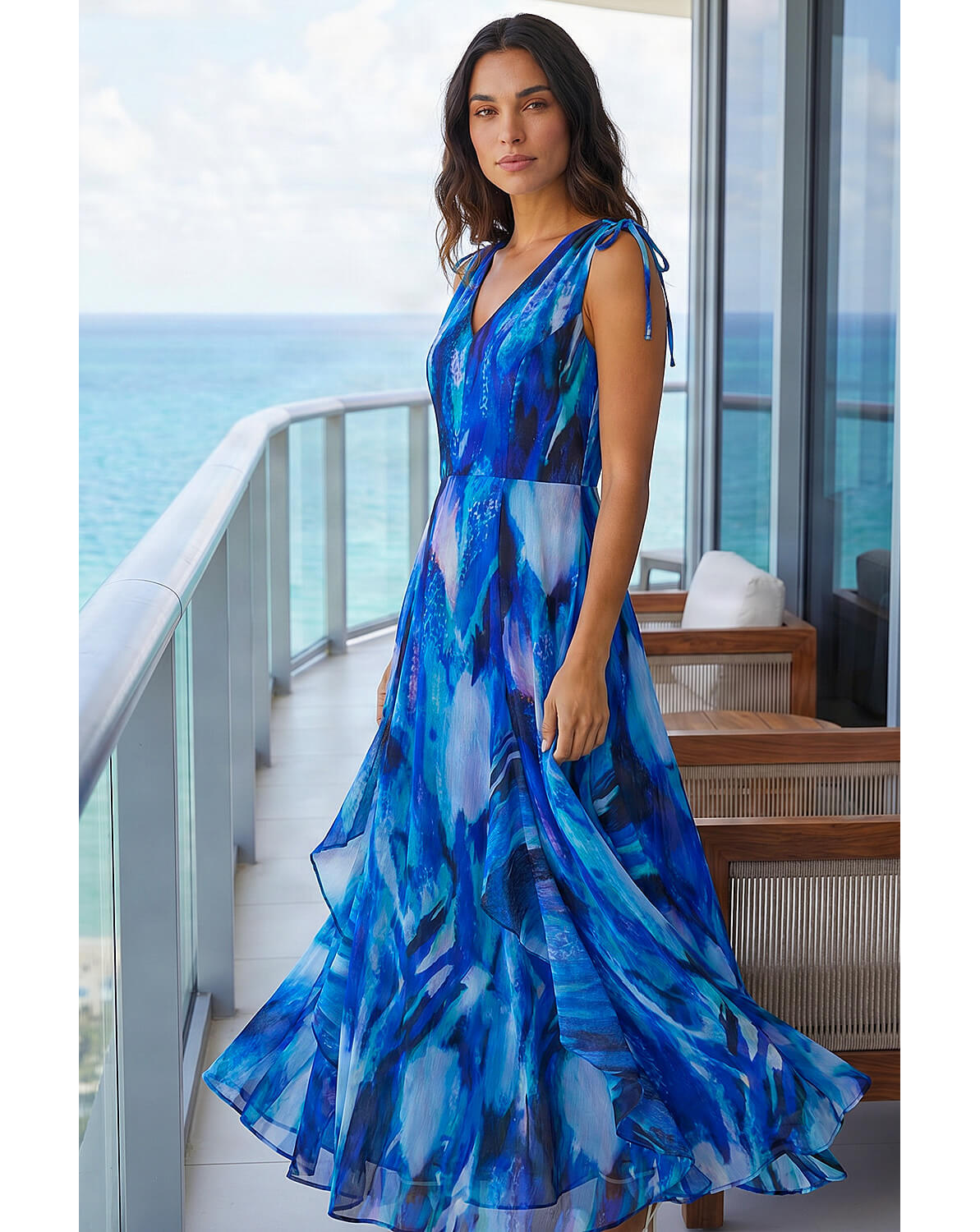 Roman Sleeveless Abstract Maxi Dress