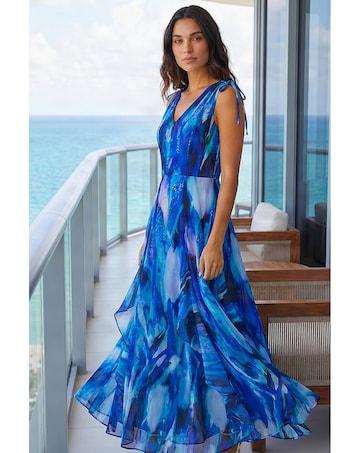Roman Sleeveless Abstract Maxi Dress