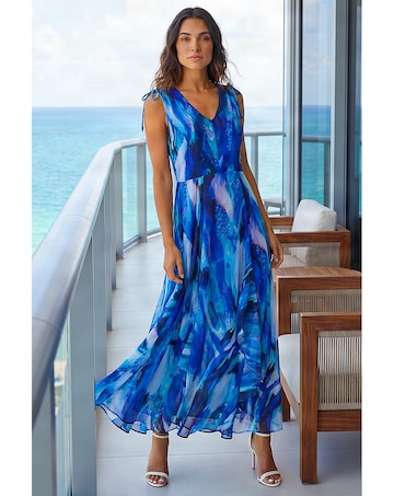 Roman Sleeveless Abstract Maxi Dress