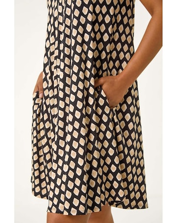 Roman Petite V-Neck Swing Pocket Dress