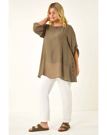 Roman Curve Buttoned Side Asymmetric Top