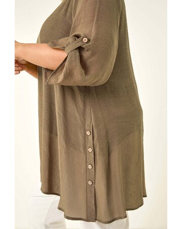 Roman Curve Buttoned Side Asymmetric Top
