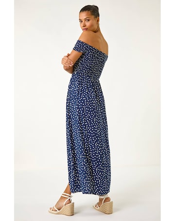 Roman Polka Dot Bardot Maxi Dress