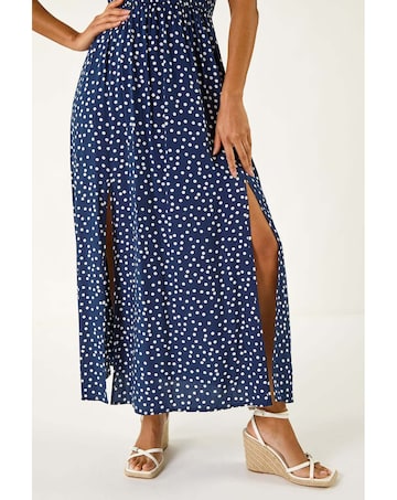 Roman Polka Dot Bardot Maxi Dress