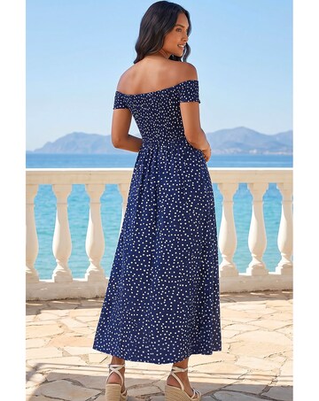Roman Polka Dot Bardot Maxi Dress