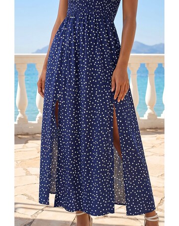 Roman Polka Dot Bardot Maxi Dress