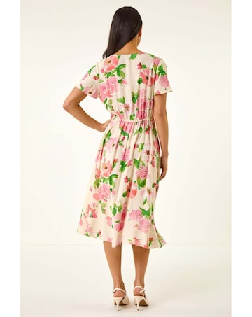 Roman Petite Floral Print Button Dress