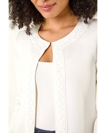 Roman Beaded Trim Open Jacket