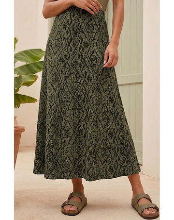 Roman Abstract Diamond Print Midi Skirt