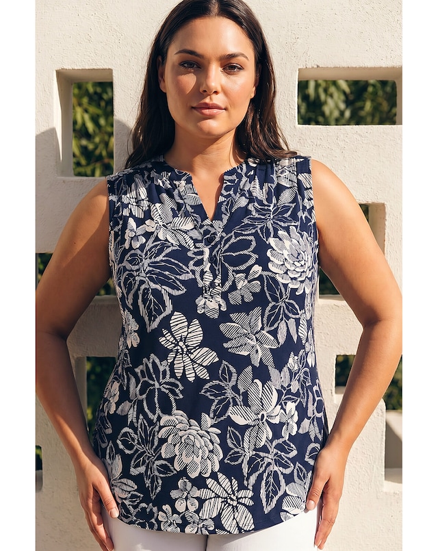 Roman Curve Floral Puff Stretch Vest