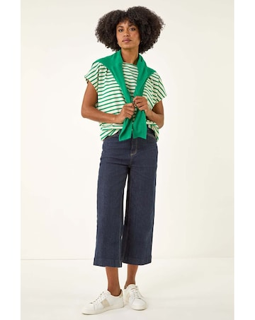 Roman Wide Leg Cropped Denim Culottes