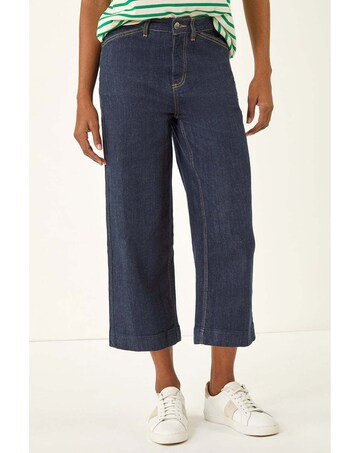 Roman Wide Leg Cropped Denim Culottes