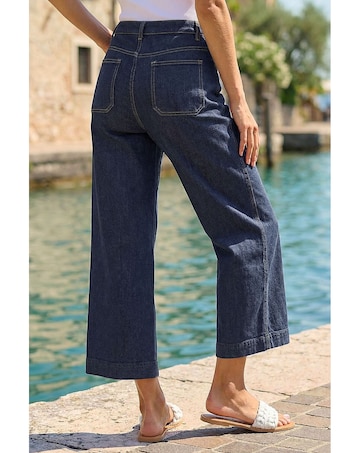 Roman Wide Leg Cropped Denim Culottes