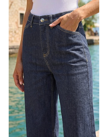 Roman Wide Leg Cropped Denim Culottes