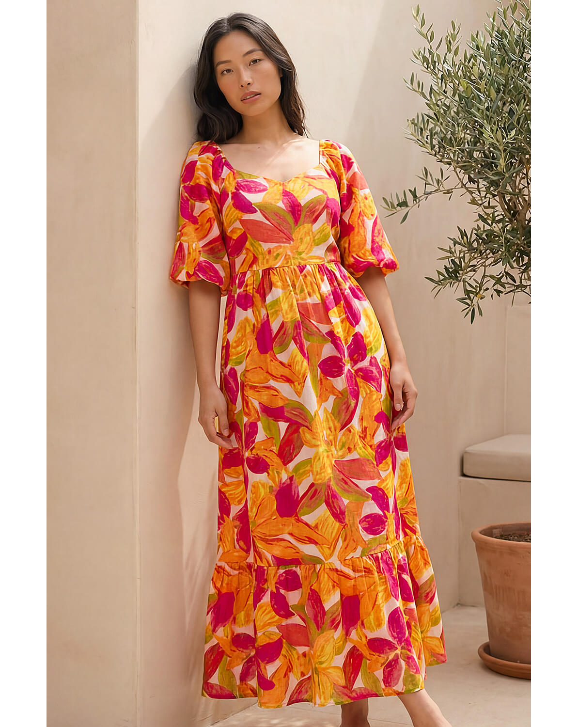 Roman Petite Floral Tiered Dress
