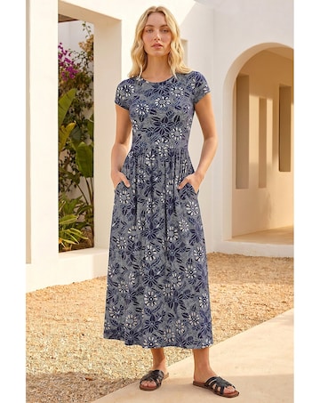 Roman Floral Pocket Stretch Midi Dress