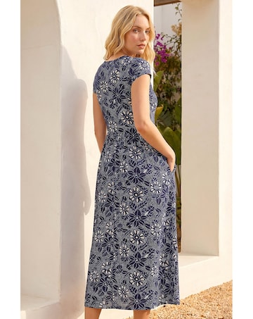 Roman Floral Pocket Stretch Midi Dress