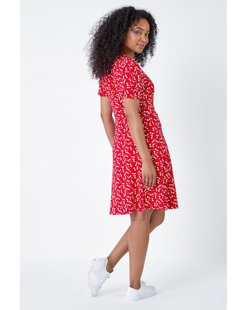 Roman Petite Ditsy Stretch Wrap Dress