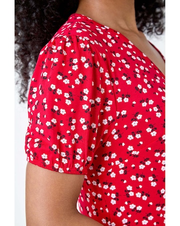 Roman Petite Ditsy Stretch Wrap Dress