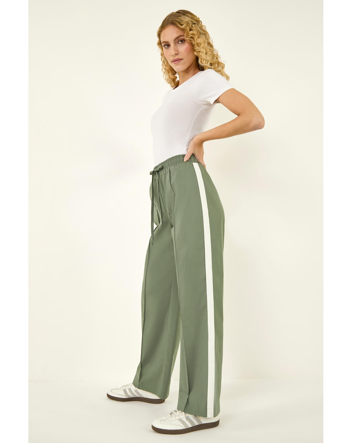 Roman Tie Waist Bengaline Stripe Trouser