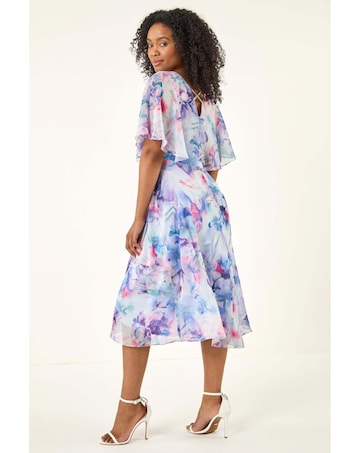 Roman Petite Floral Tie Front Cape Dress