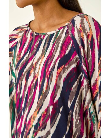 Roman Stripe Print Stretch Tunic Top