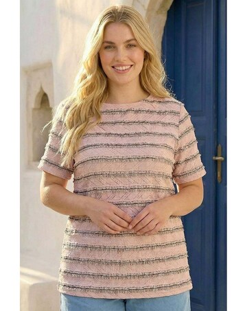 Roman Curve Stripe Frill Lace Top