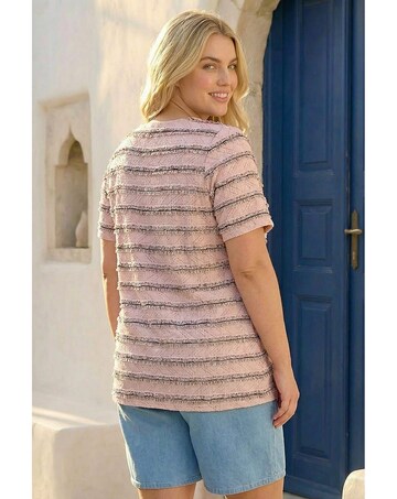 Roman Curve Stripe Frill Lace Top