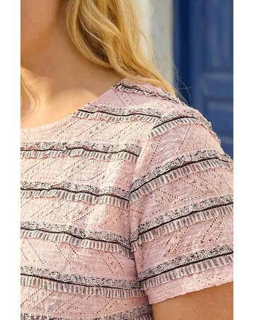 Roman Curve Stripe Frill Lace Top