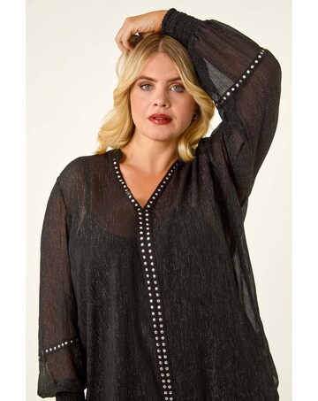 Roman Curve Shimmer Chiffon Blouse