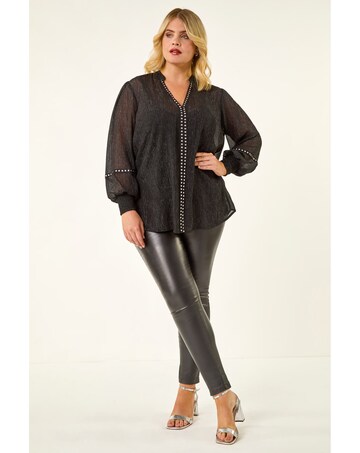 Roman Curve Shimmer Chiffon Blouse