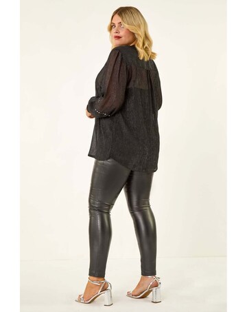 Roman Curve Shimmer Chiffon Blouse