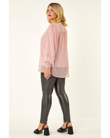 Roman Curve Shimmer Chiffon Blouse
