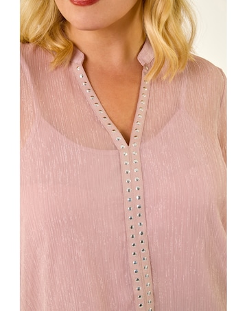 Roman Curve Shimmer Chiffon Blouse