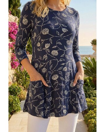 Roman Floral Pocket Swing Stretch Top