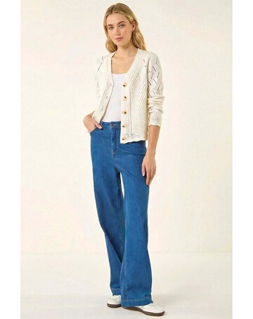 Roman Scallop V-Neck Knit Cardigan