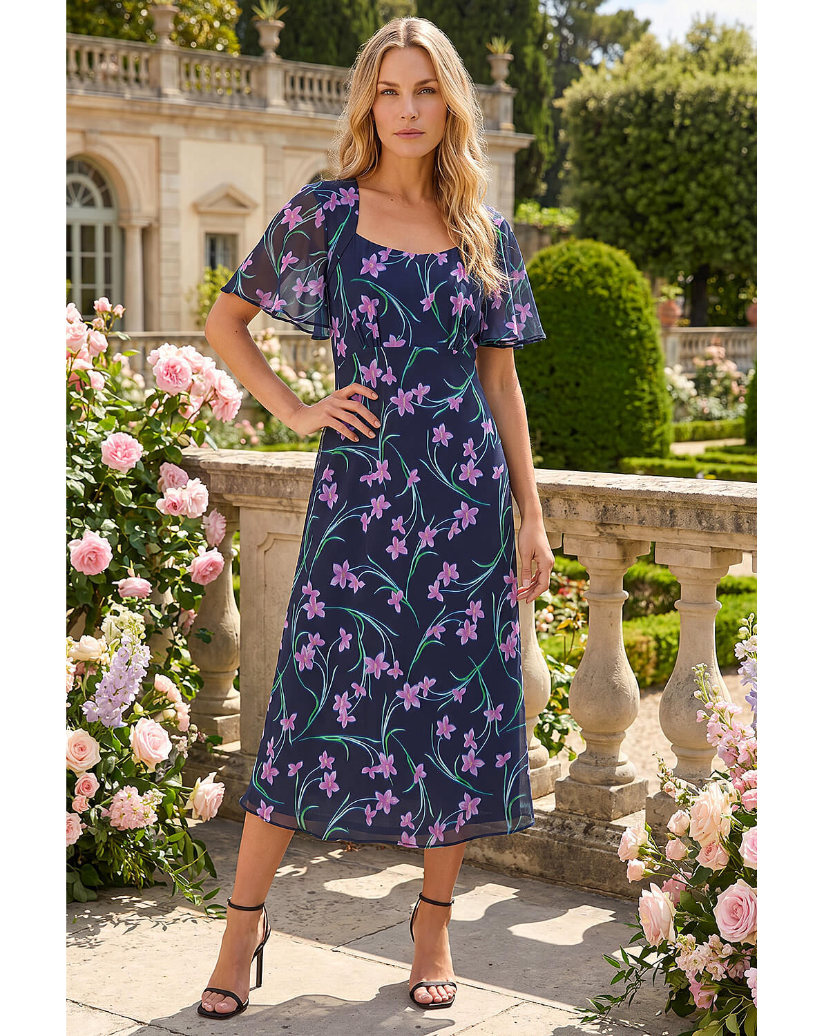 Roman Petite Floral Midi Dress
