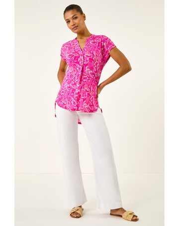 Roman Floral Print V-Neck Top