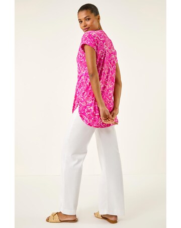 Roman Floral Print V-Neck Top