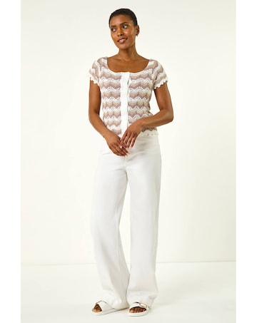 Roman Wave Crochet Buttoned Top
