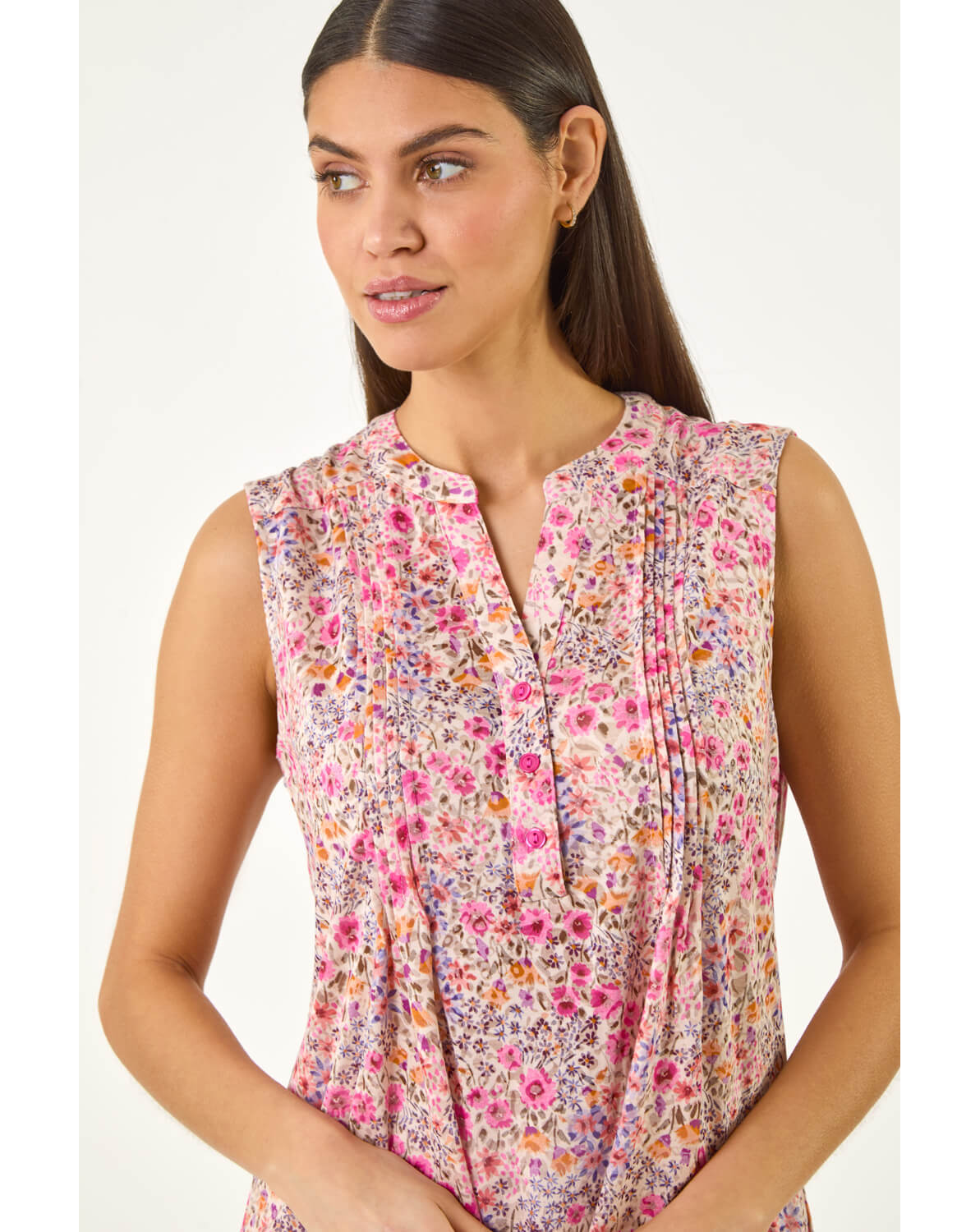 New In - Roman Floral Burnout Vest Top