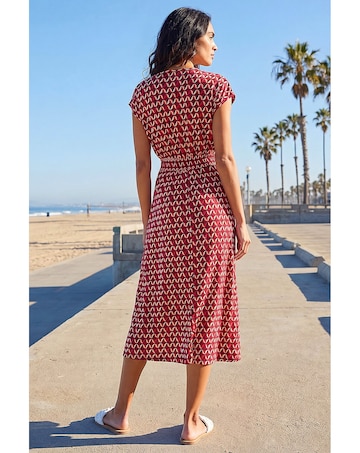 Roman Geo V-Neck Stretch Midi Dress