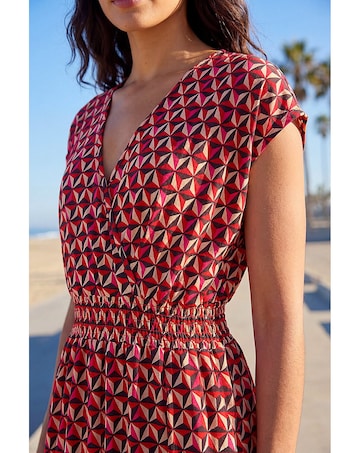 Roman Geo V-Neck Stretch Midi Dress