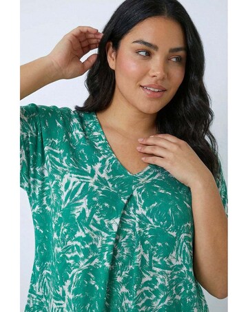 Roman Curve Abstract Print V-Neck Top