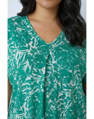 Roman Curve Abstract Print V-Neck Top