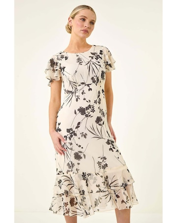 Roman Petite Floral Frill Hem Midi Dress