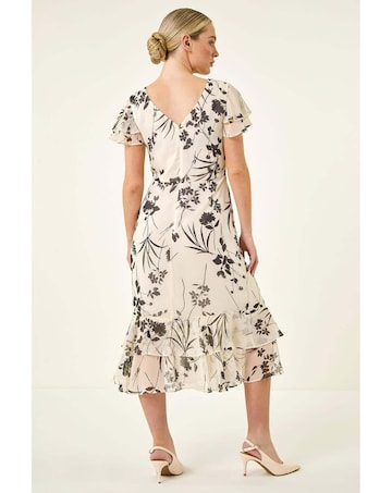 Roman Petite Floral Frill Hem Midi Dress